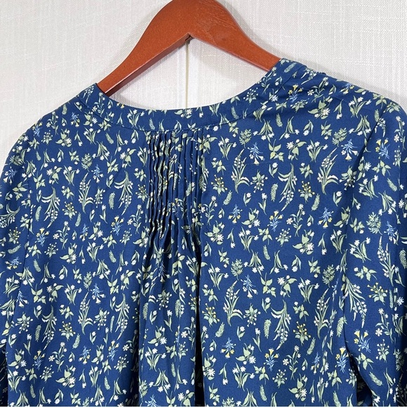 Jachs Girlfriend Floral Blue 3/4 Sleeve Flowy Boho Blouse Top Size M - Picture 11 of 12
